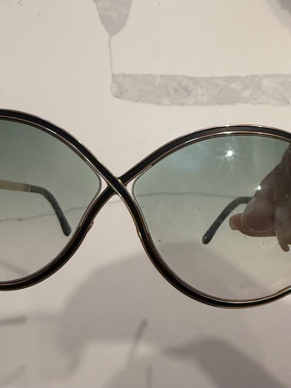 Tom Ford Oversized Round Sunglasses with Light Green Lenses